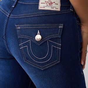 True Religion Blue Boot Cut Jeans with Signature Stitching